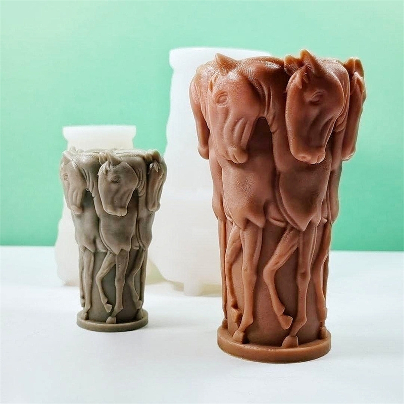 Resin Art Sculptures - القطيع الحصان تمثال شمعة سيليكون قالب
