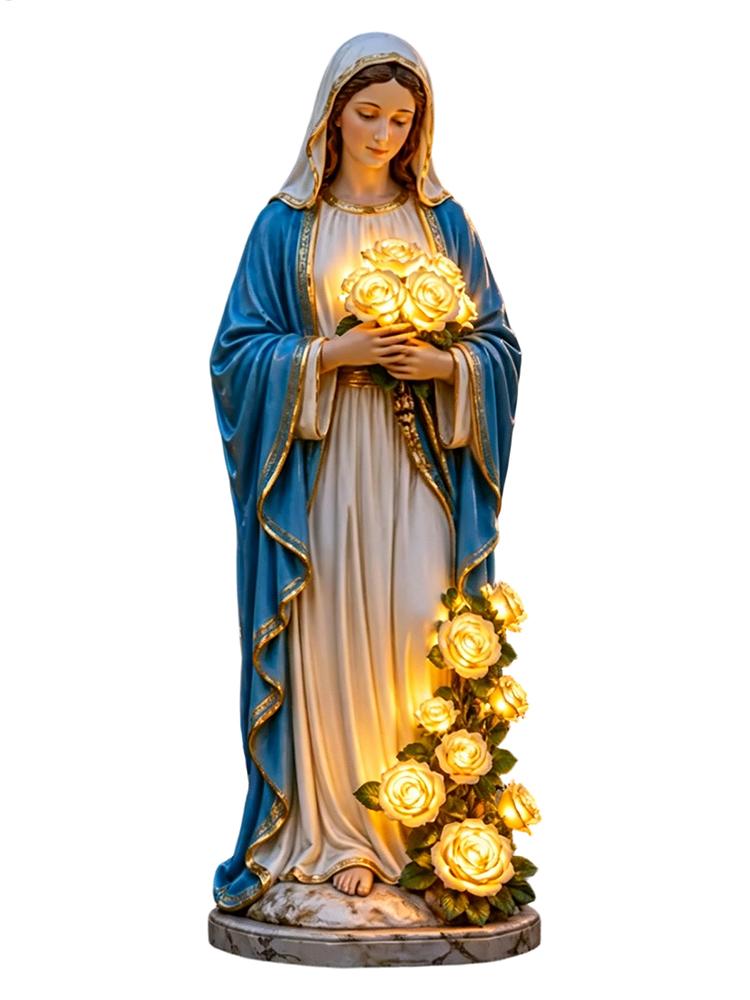 Resin Art Sculptures - مصباح حديقة على شكل مريم العذراء