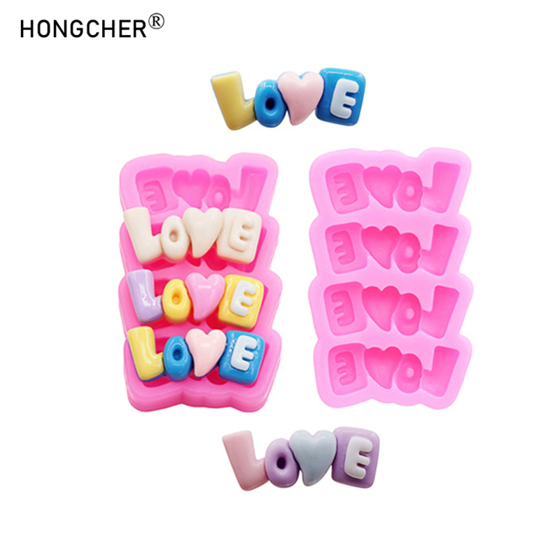 Resin Art Alphabet - قالب سيليكون بتصميم حروف الحب لصنع