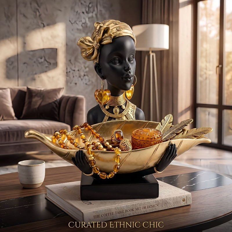 Resin Art Sculptures - تخزين تماثيل الراتنج للنقوش القبلية الأفريقية،