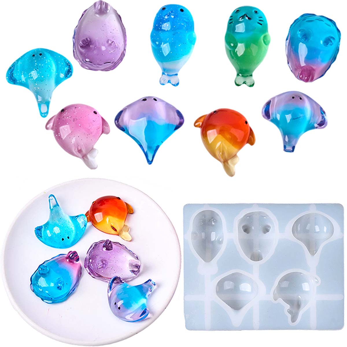 Resin Art Keychain - قالب سيليكون ثلاثي الأبعاد بتصميم سمكة