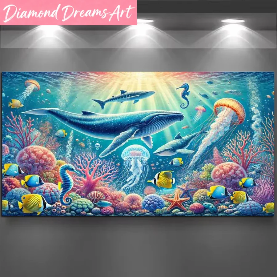 Resin Art Underwater - لوحة فسيفساء مطرزة بالكامل بدون إطار،