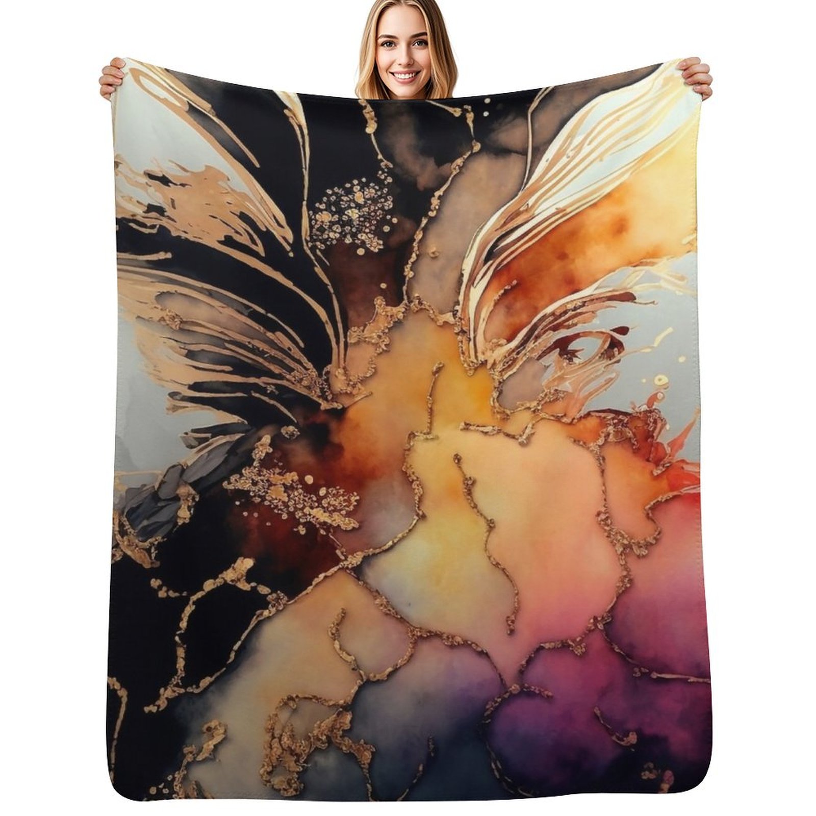 Resin Art Alcohol Ink - بطانية ناعمة ودافئة متعددة الاستخدامات بتصميم