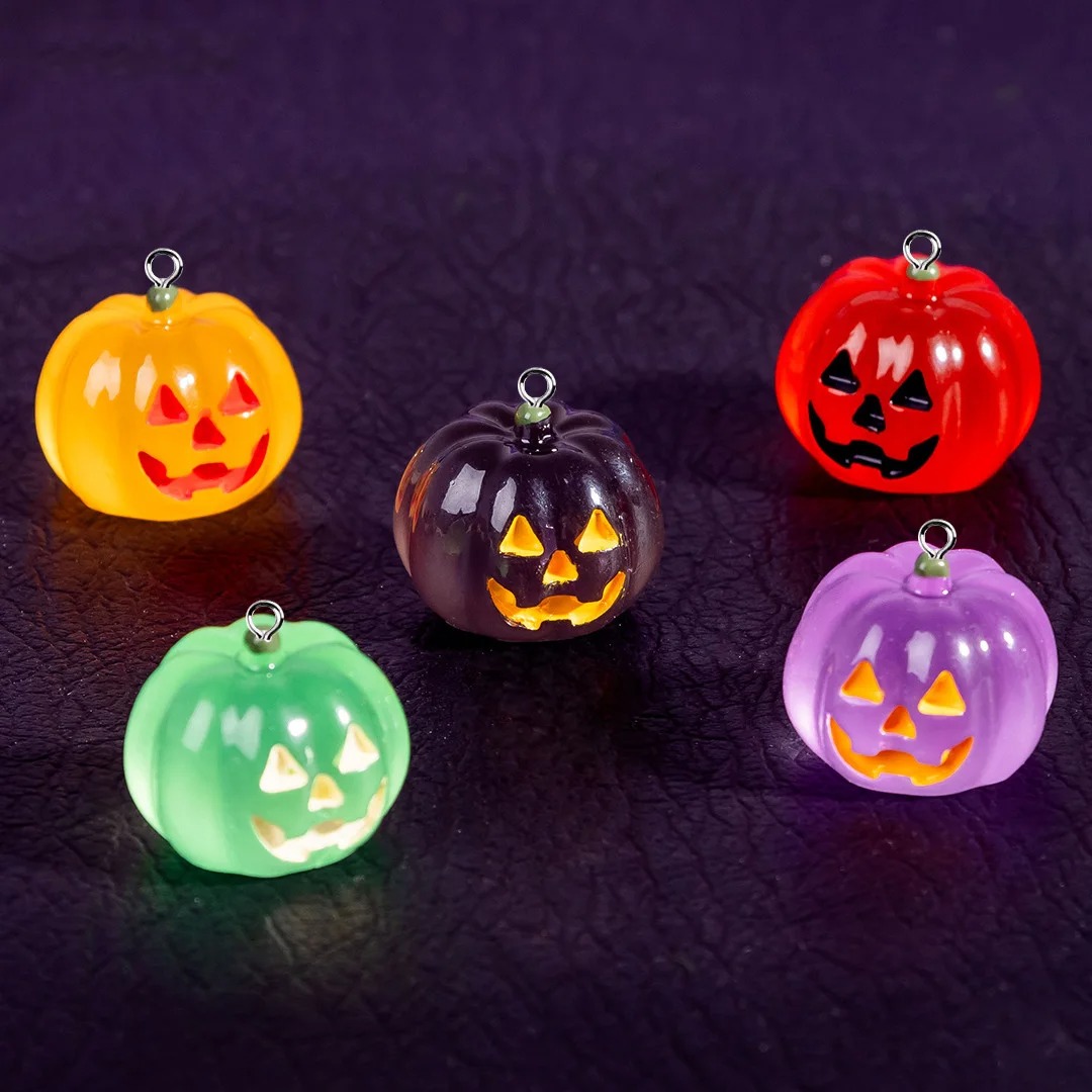 Resin Art Keychain - 5 قطع من تعليقات اليقطين المضيئة