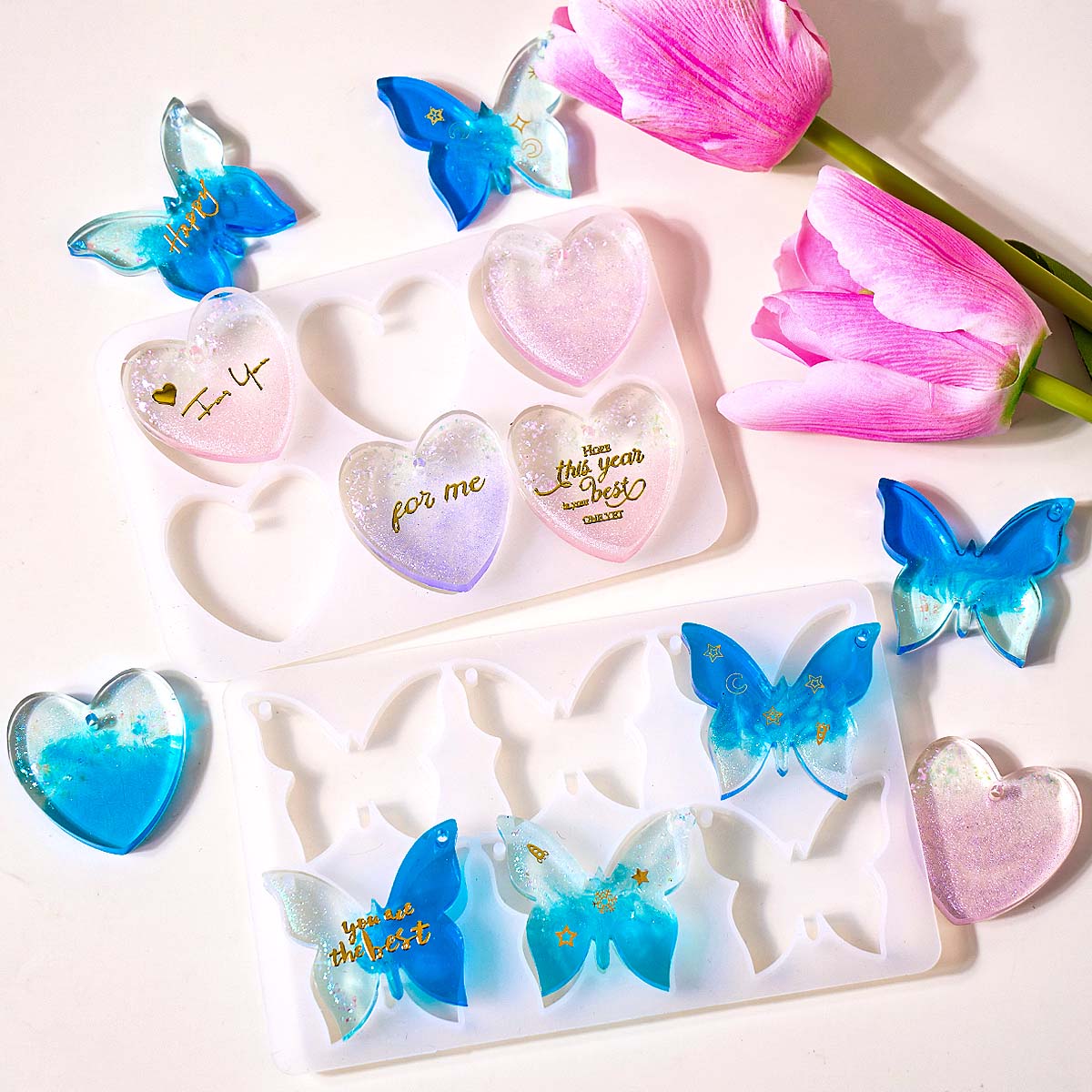 قالب سيليكون للأقراط بستة فتحا - مراجعة Resin Art Keychain وسعره