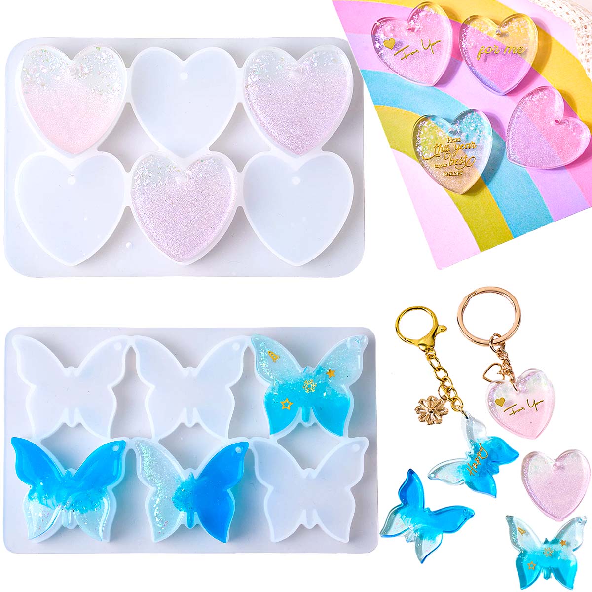 قالب سيليكون للأقراط بستة فتحا - مراجعة Resin Art Keychain وسعره
