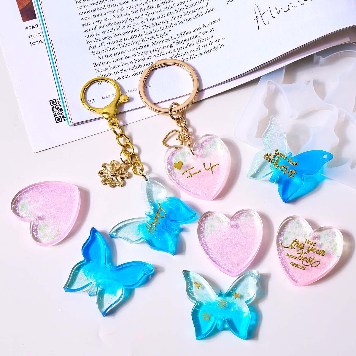 قالب سيليكون للأقراط بستة فتحا - مراجعة Resin Art Keychain وسعره