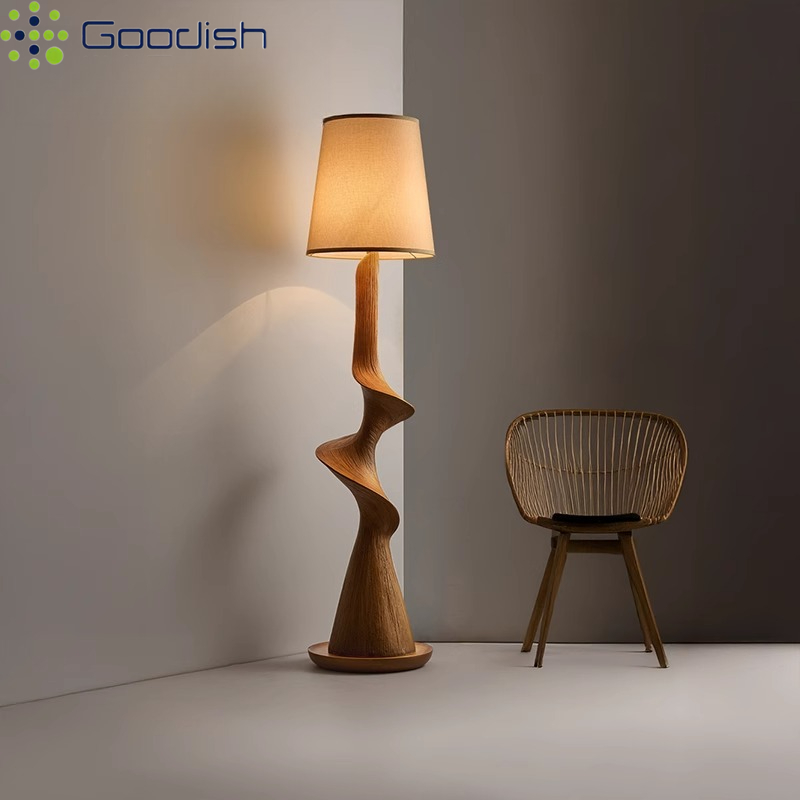 مصباح أرضي LED خشبي منحني عمود - مراجعة Resin Art On Floor وسعره
