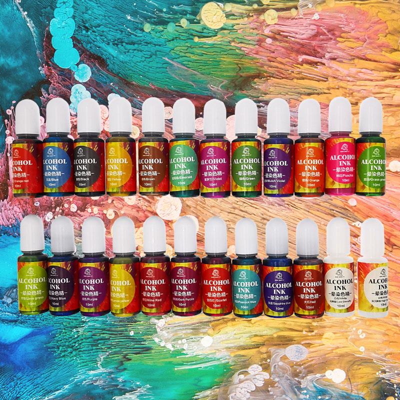 24 لون 10 مللي الفن الحبر الكح - مراجعة Resin Art Alcohol Ink وسعره