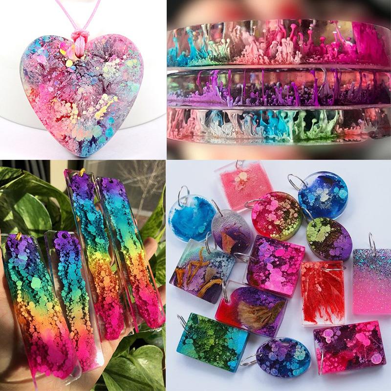 24 لون 10 مللي الفن الحبر الكح - مراجعة Resin Art Alcohol Ink وسعره